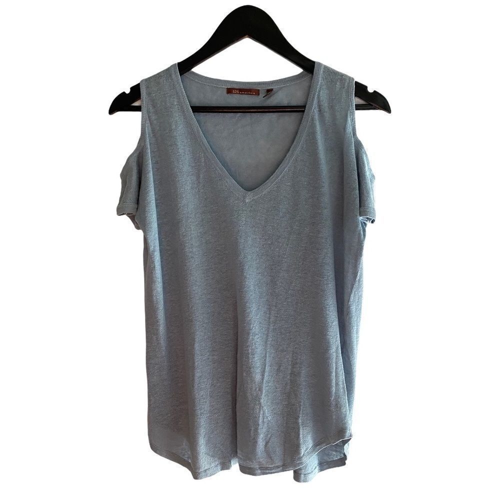 525 America Revolve Linen Cold Shoulder Sweater